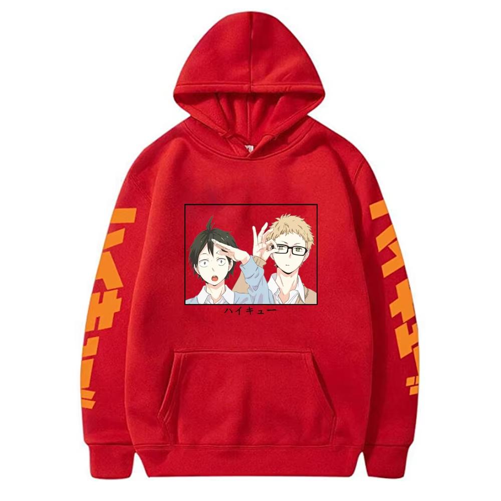 Tooru Oikawa and Kei Tsukishima Printed Hoodies Men Anime Haikyuu Graphic Harajuku Sport Unisex Oversized Pullover Sweatshirt
