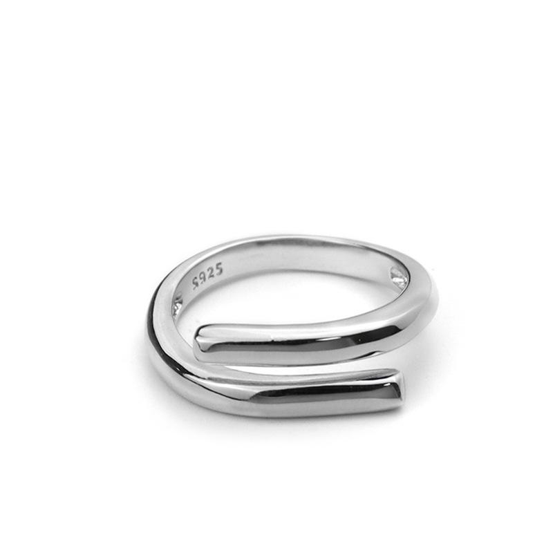 XIYANIKE Silver Color Double Layer Geometric Ring Female Charm Fashion Simple Opening Light Luxury Handmade Jewelry Gift