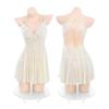 Domila Lace Milk Fishing Series Deep V Perspective Nightdress 6213 Erotic Underwear Sexy Naked Back Hip Pants F055