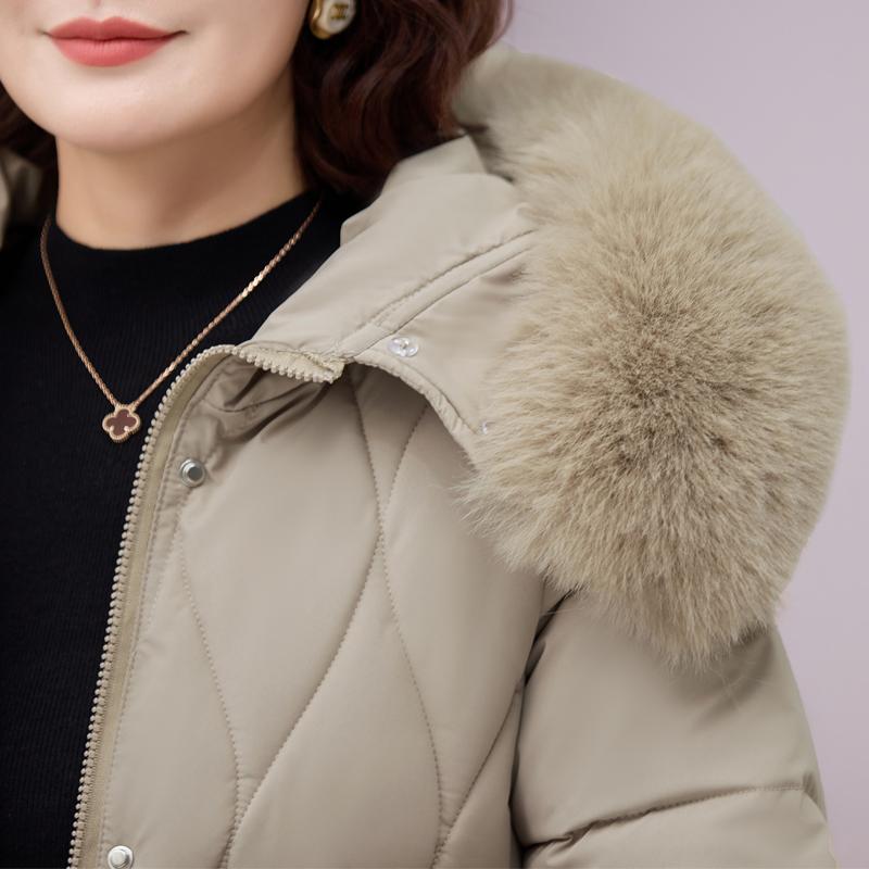 Winter Jackets Middle Age Woman Plus Size Outerwears Hooded Faux Fur Collar Thick Warm Casual Winter Coat Female Parkas