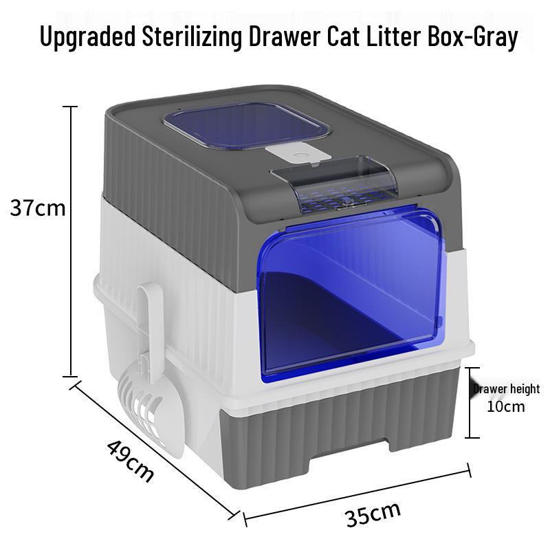 Extrem große, geschlossene Katzentoilette mit Schublade, Spritzschutz, Geruchsneutralisierung und UV-Sterilisation