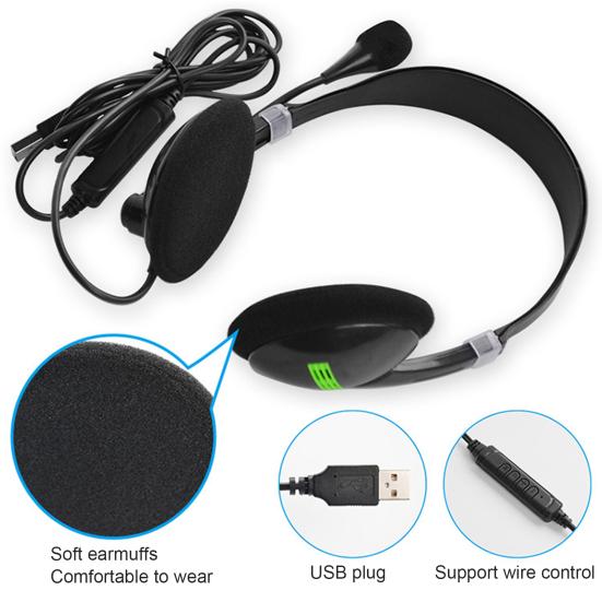 440 kablet hodetelefon bred kompatibilitet Komfortabel iført ABS USB støyreduksjon Stereo Gaming Headset for datamaskin