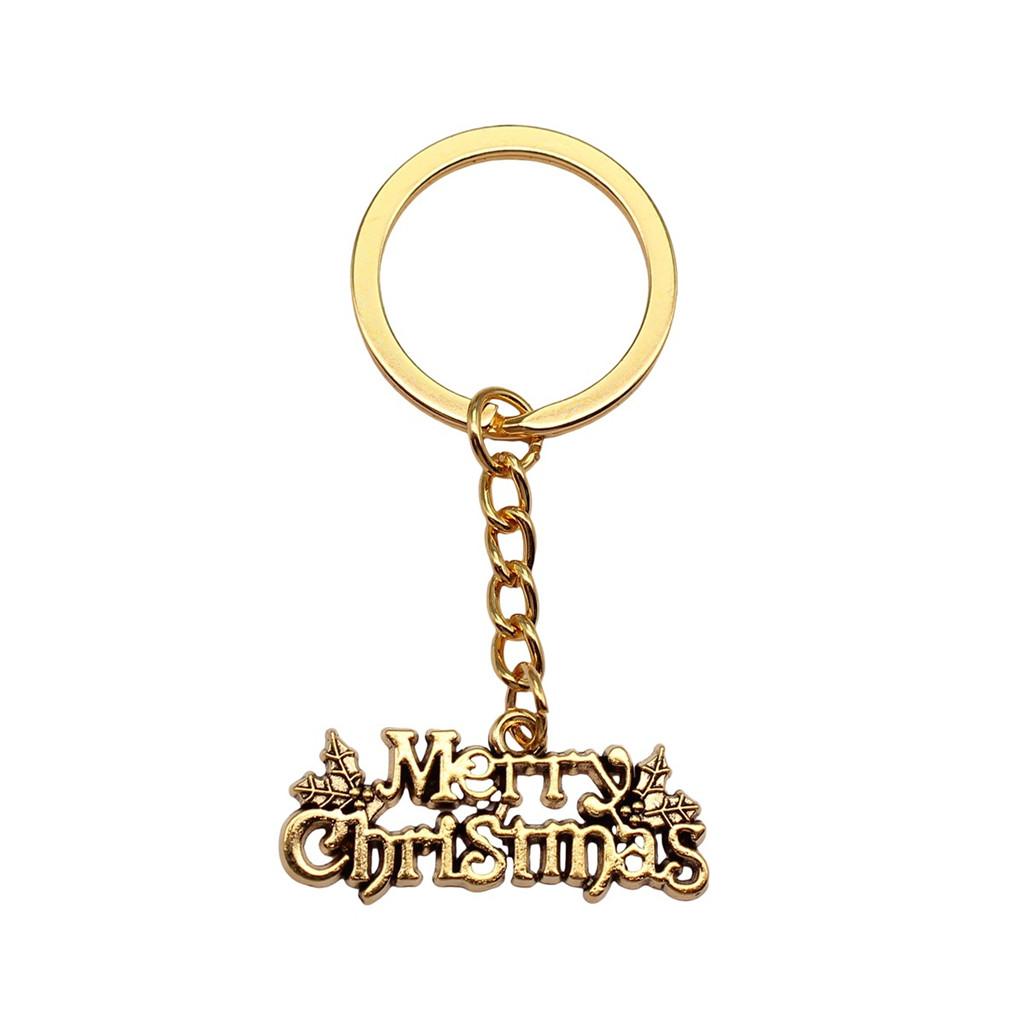 Merry Christmas Keychain Letter Charm Holiday Key Holder 28mm Ring