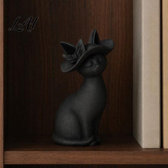 Cat Figurine 3D Printed Figurine Minimalist Modern Elegant Sculpture Vintage Inspired Decor Small Collectible Animal Statue for Shelf Desk Sculpture
