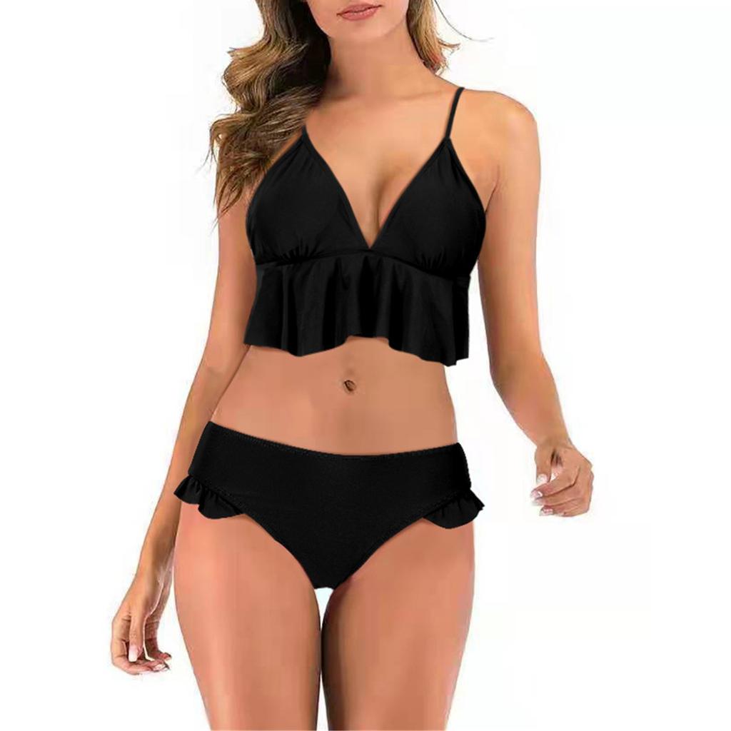 Feshion Womens Ruffle  Sexy Bikini Set Wrap Molded Cups Two Piece Bathing Suit Swimsuit