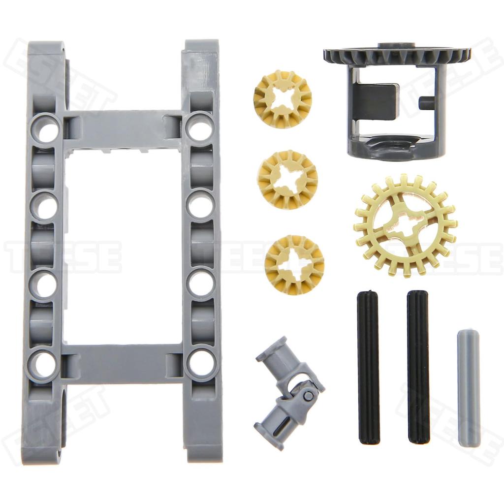 TEESE 10 Pieces Technic Frame Differential Gear Set with Universal Joint Axles Compatible with Lego Technic Parts for MOC Technic Projects Bulk Blocks