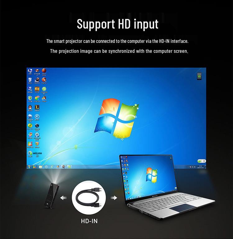DLP 4K 3D HD Mini Projector with Mobile Connectivity, 2+32G