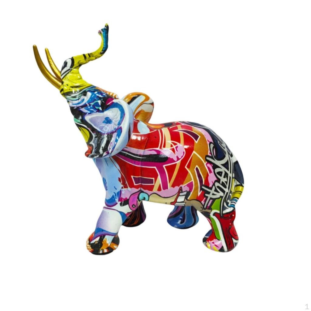 Glossy Elephant Figurine Modern Statue Sturdy Resin Sculpture
