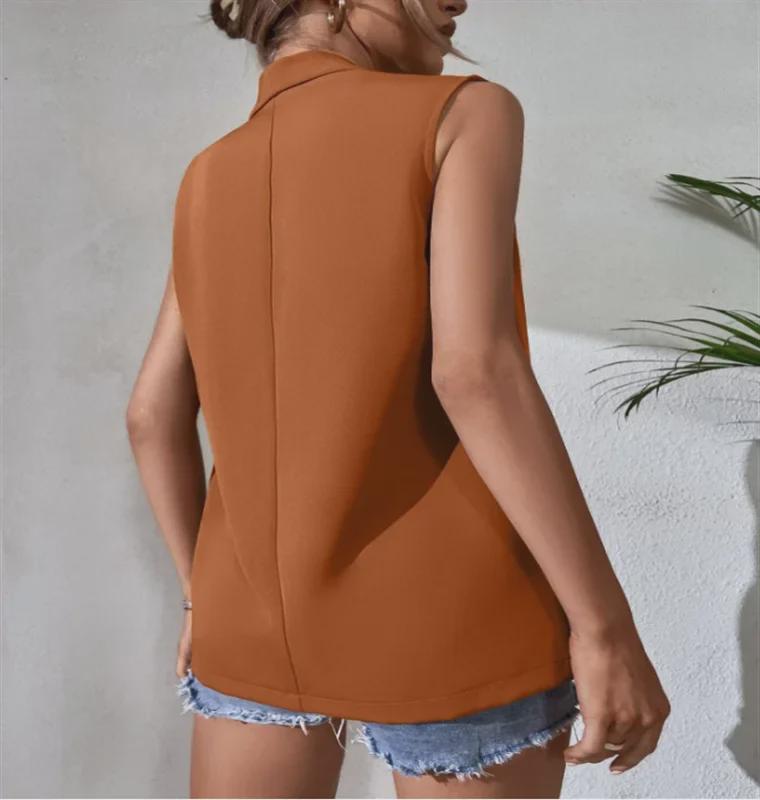 Vestă de costum de lungime medie fără mâneci pentru femei 2022 - Stil european și american