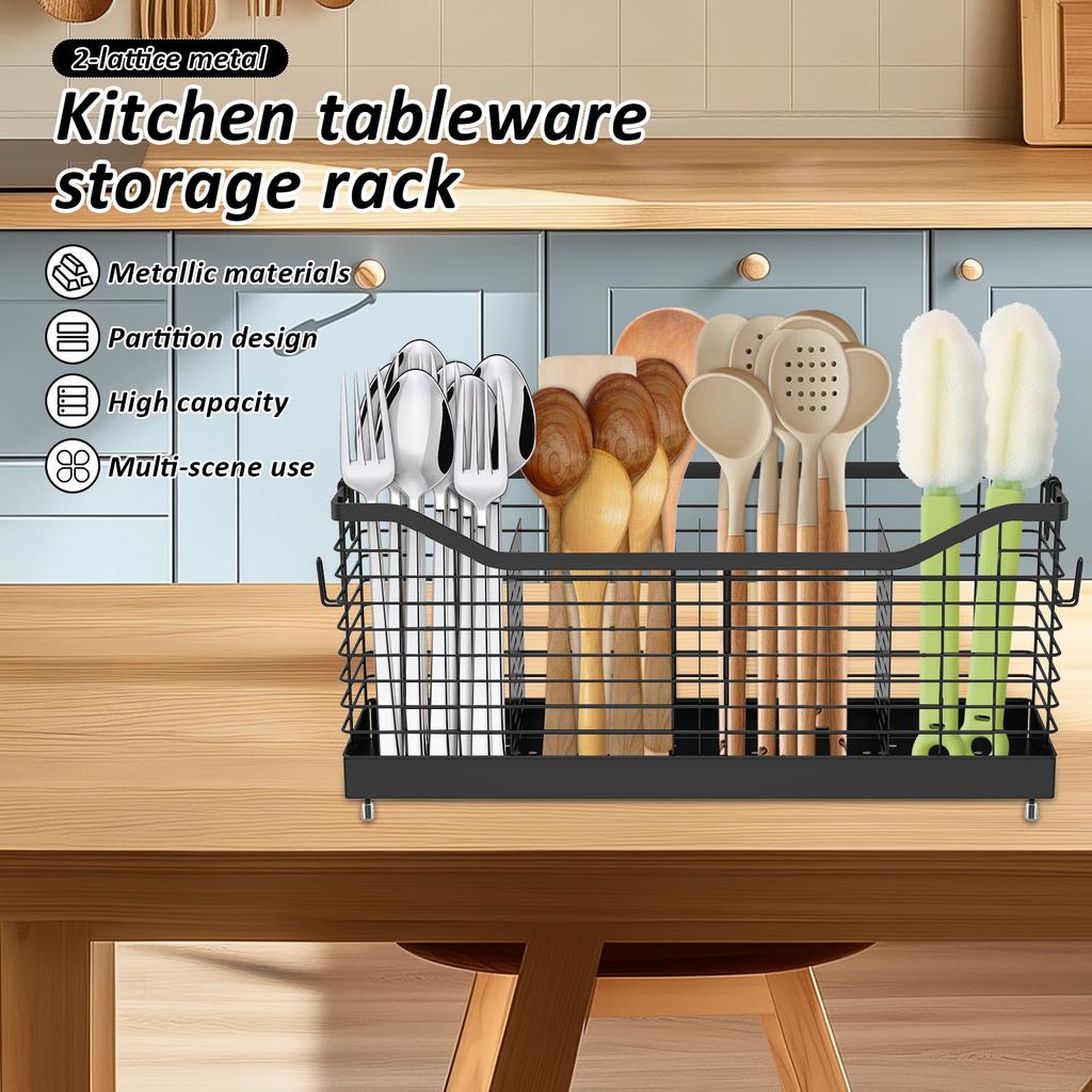 Cutlery Holder Flatware Organizer Kitchen Spoon Fork Utensil Storage Basket Metal Large Capacity Home Cooking Accessory