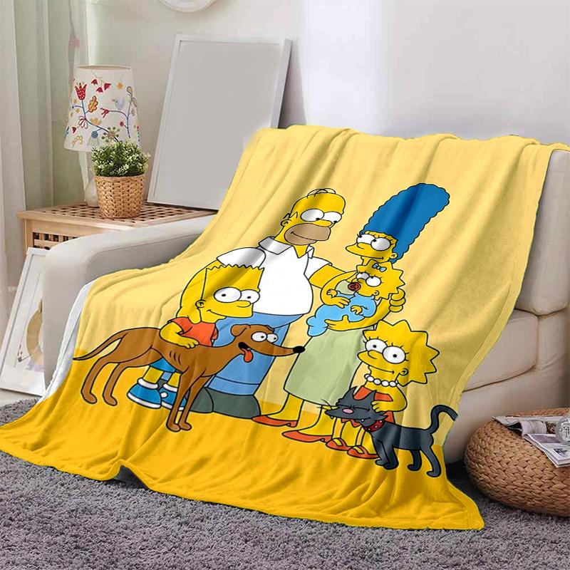 1Pc Simpson Family Portrait Blanket Soft And Comfortable Casual Warm Camping Travel Christmas Halloween Gift M921865
