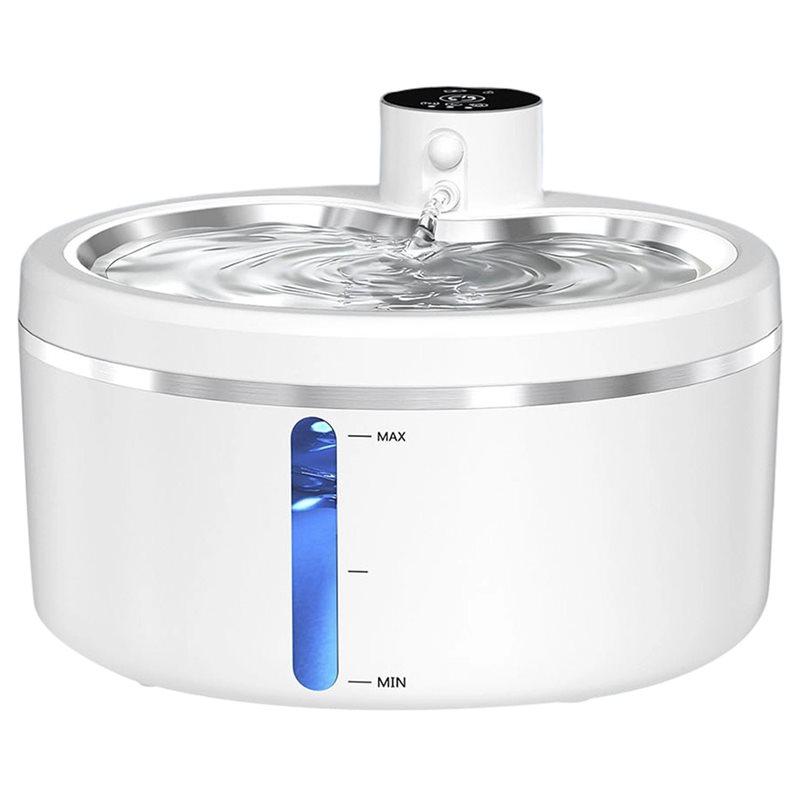 Pet Drinking Dispenser Wireless Cat Water Fountain 2.5L Smart Sensor Auto Circulating Filter 4000Mah LED Display