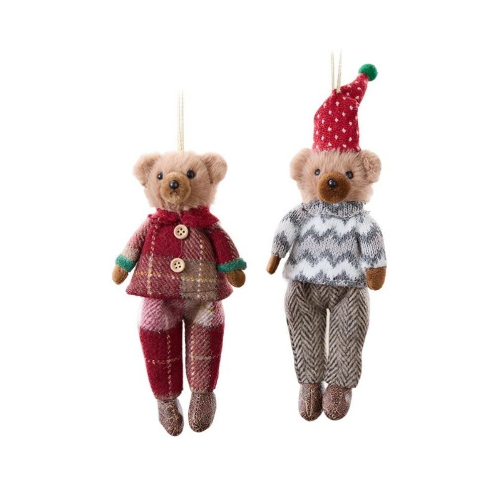 Cute Bear Doll Ornaments Plush Christmas Gift Doll Decorations  Xmas Party