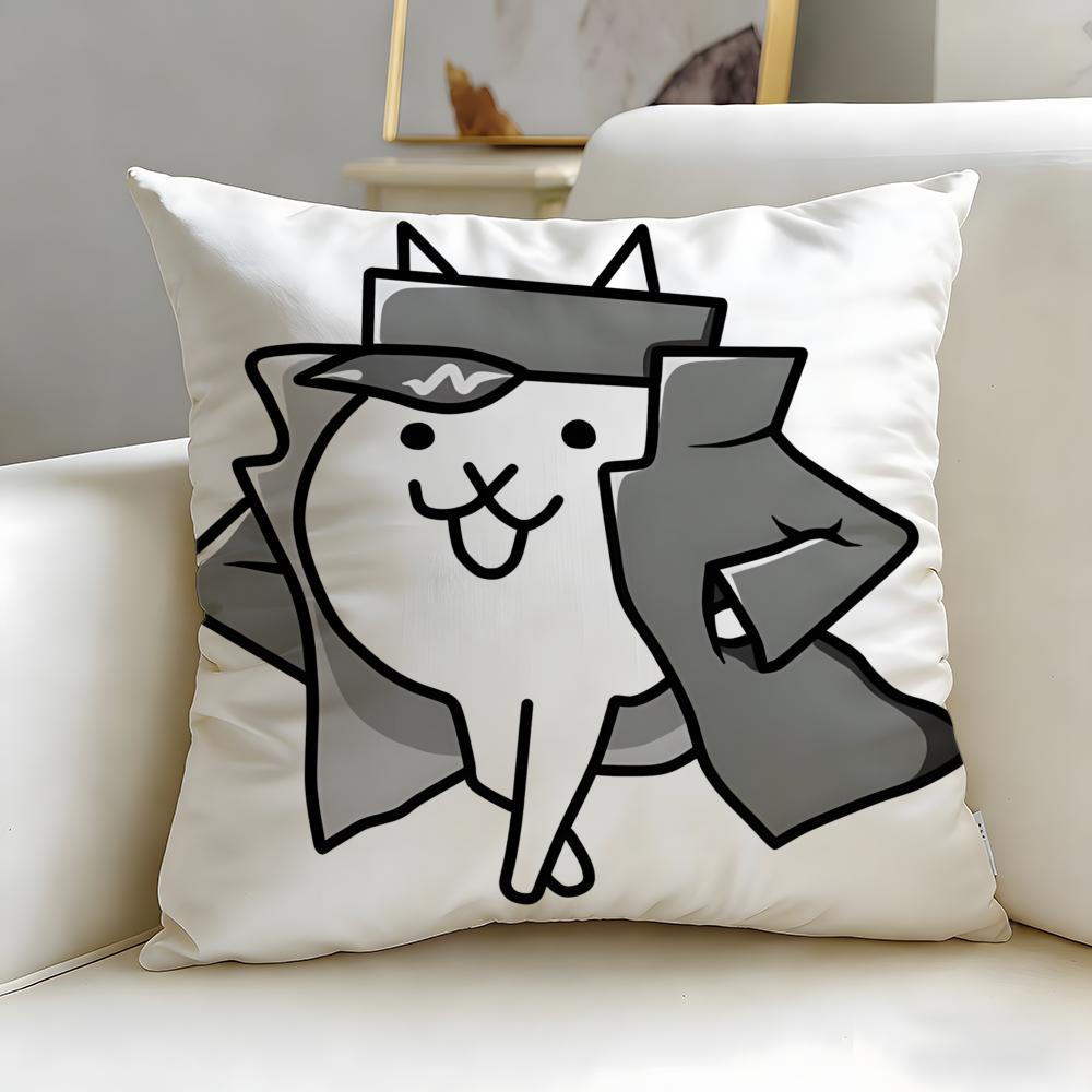 popular game The Battle Cats Cushion Cover Soft & Easy-Wash Pillow Case – Versatile for Couch, Bed, Travel and Office