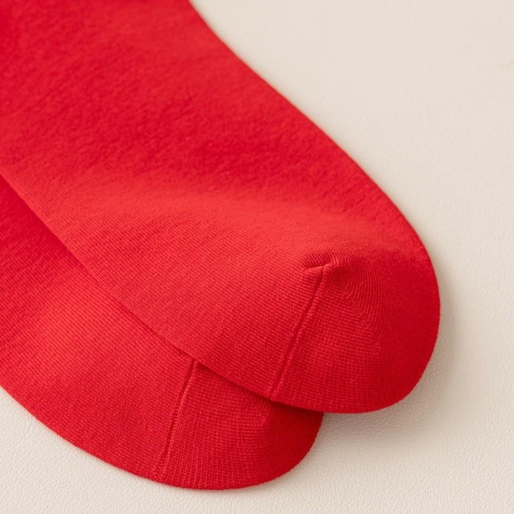 Yuanbao New Year Tube Socks Mid Calf Red Cotton Socks Soft Zodiac Year Socks  Winter Autumn