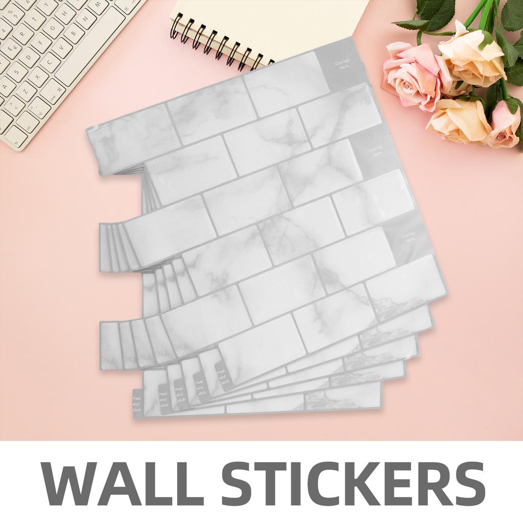 10 Sheets Peel and Stick Tile Stickers Waterproof Self Adhesive 3D Gel Finish Kitchen Wall Decor Light Grey Removable Splashback