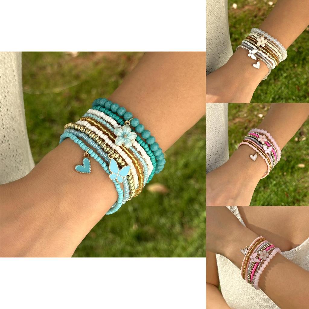 Bohemian Butterfly Bead Bracelet Set With Glass Beads For Womens Travel Gift