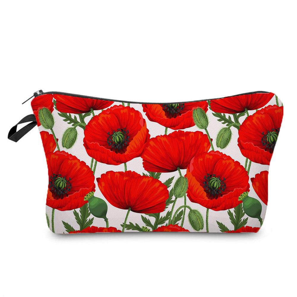 Women Flower Print Cosmetic Bag Toiletries Organize Travel Storage Case 6388