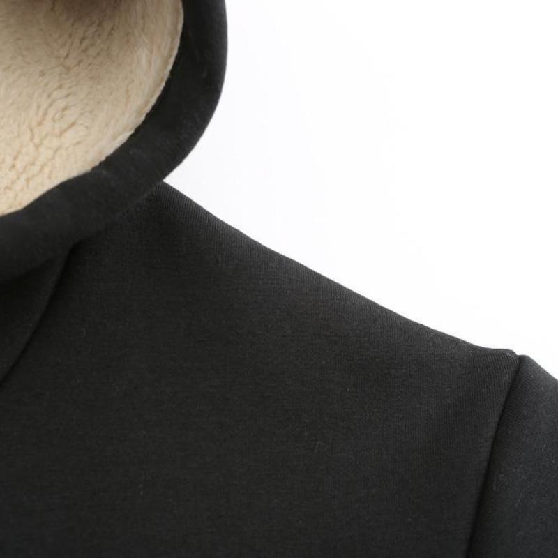 Herr Plus Sammetstjock Lös Lammull Casual Kostym Tröja med Huva Byxor Varm Tvådelad Kostym