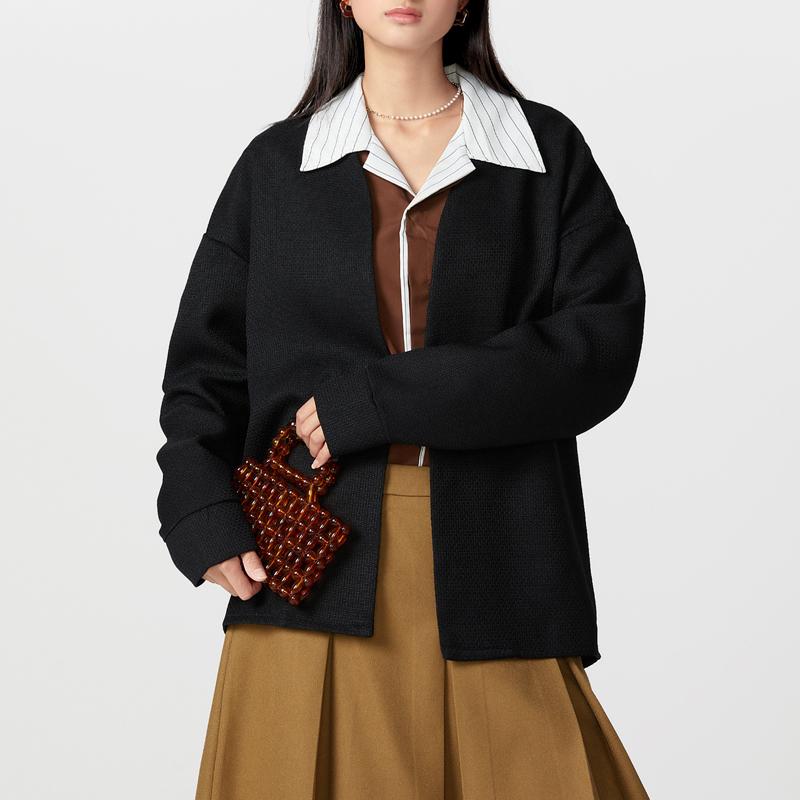 Women Men Couple Long Sleeve Solid Color Casual Open Front Coat Cardigan