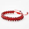 Pulsera de granate rojo natural, cuentas de granate redondas, accesorios de cuerda roja hechos a mano, pulsera de bricolaje, brazalete, joyería de granate, jade