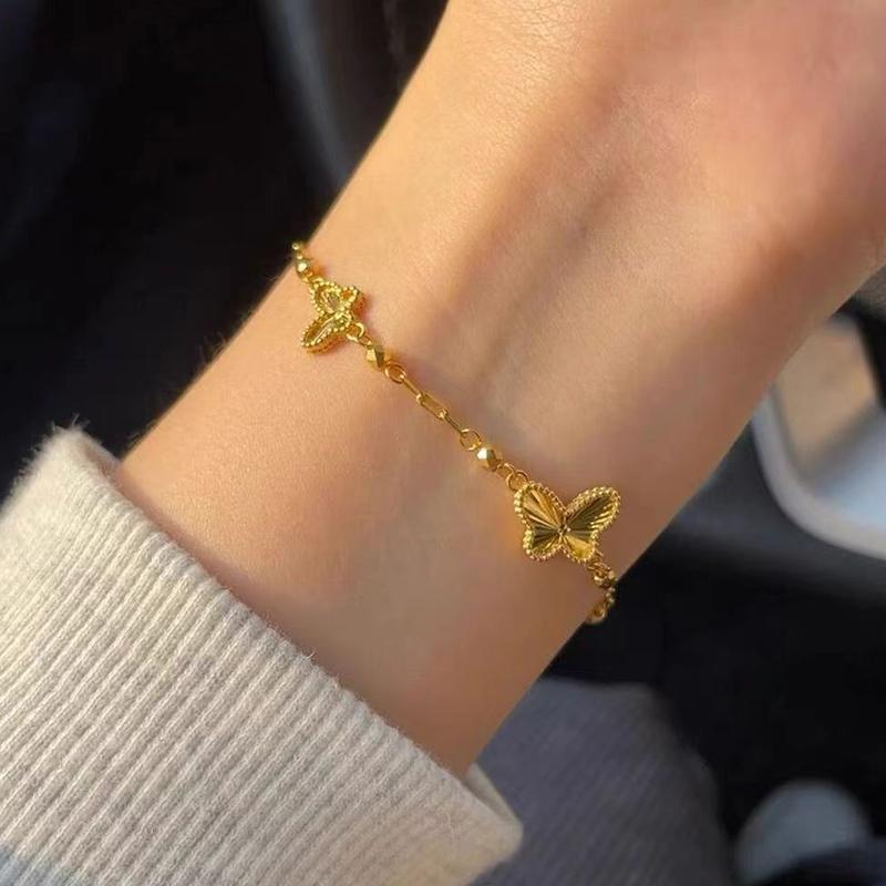 

ANENJERY Лазерная бабочка Открытый браслет для женщин Простая классика Нежные элегантные ювелирные изделия Подарок Ежедневно Оптовая продажа золотой