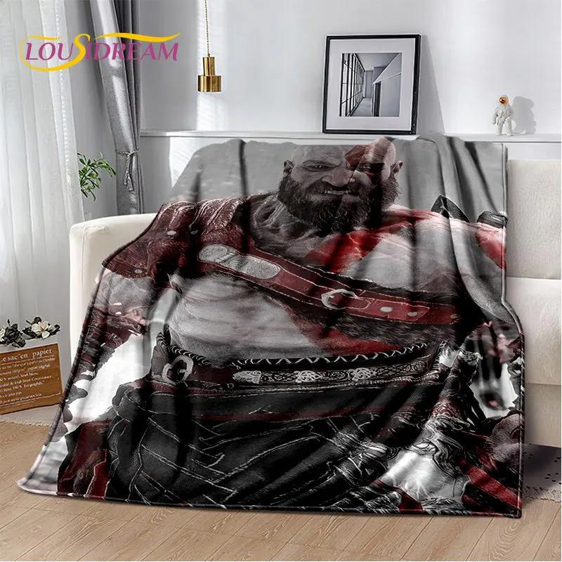 God of War Oyunu Oyuncular Kratos Yumuşak Peluş Battaniye, Flanel Battaniye Oturma Odası Yatak Odası Yatak Kanepe Piknik Örtüsü Çocuk için
