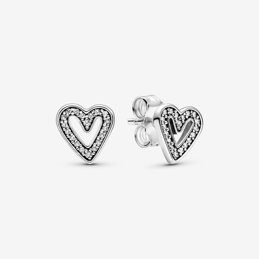 S925 Silver Sparkling Freehand Heart Stud Earrings Cute Sweet Jewelry Accessories Gifts For Women's Earwear