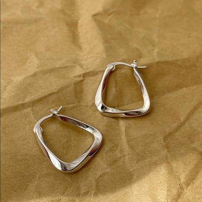 Boucles d'oreilles créoles carrées métalliques géométriques pour femmes Mode irrégulière Mignon Charme Femme Bijoux minimalistes Cadeau Brincos