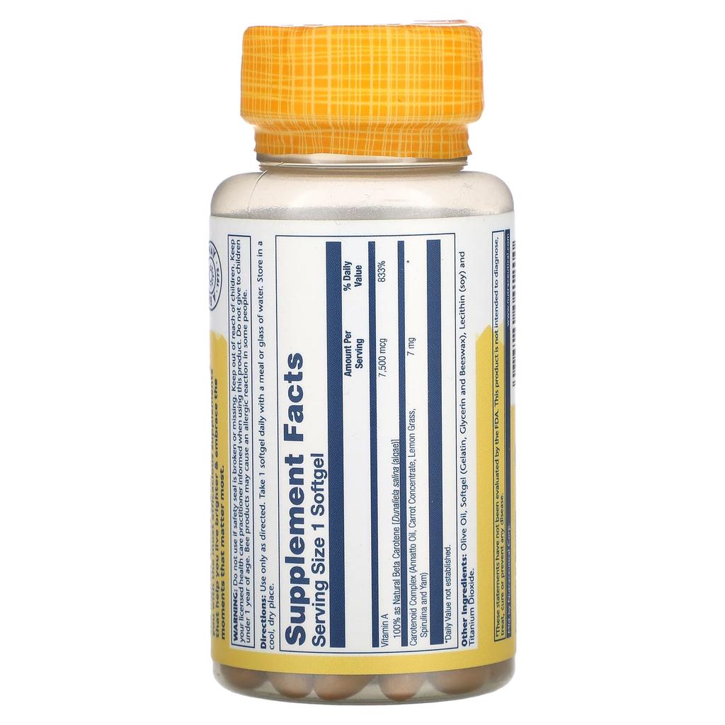 Lebensmittel-Carotin, 7.500 mcg, 100 Weichkapseln