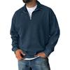 Men's Pullover Mock Neck Cotton Sweatshirt  Solid Long Sleeve Top For Fall Winter