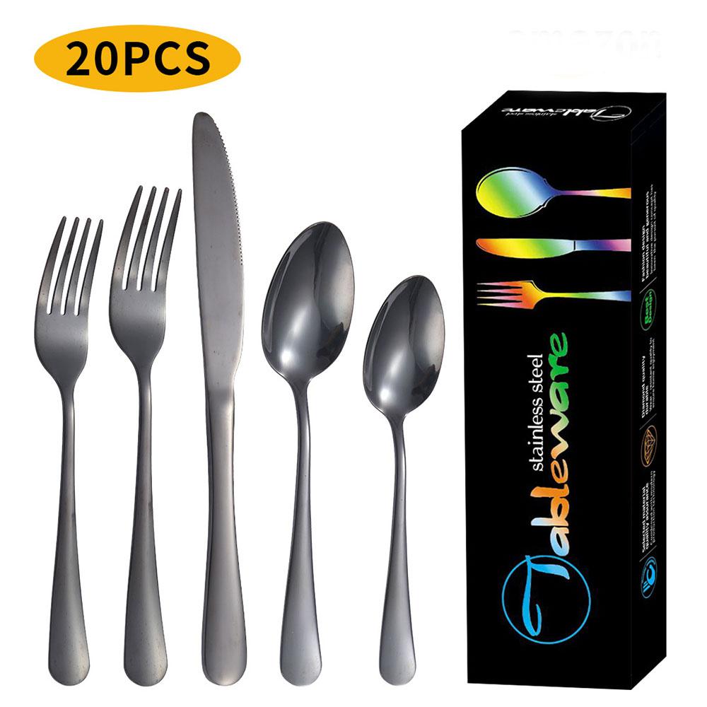 

20pcs steak cutlery set stainless steel knive forks spoons set luxury dinnerware gift steak tableware set kitchen tool