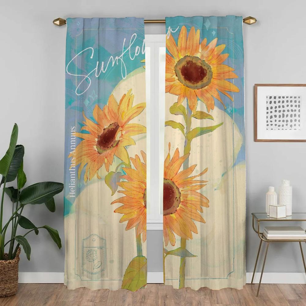 Halloween Decoration Flower Blackout Curtains 2 Pieces Curtains for Living Room Curtain Shades Partition Tulle for Bedroom Child