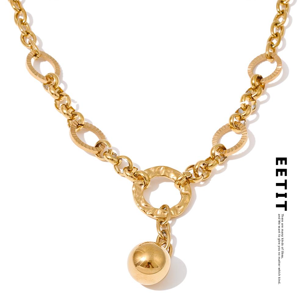 Eetit High Quality Stainless Steel Chain Round Ball Pendant Necklace Gold & Platinum PVD Plated Waterproof Distinctive Jewelry