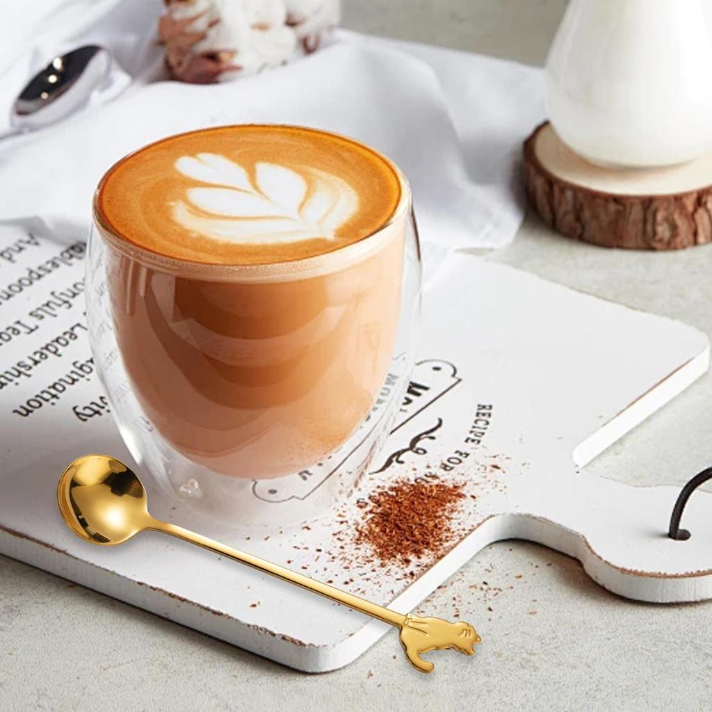 Stainless Steel Coffee Spoon Lovely Cute Cat Shape Teaspoon Dessert Snack Scoop Ice Cream Mini Spoons