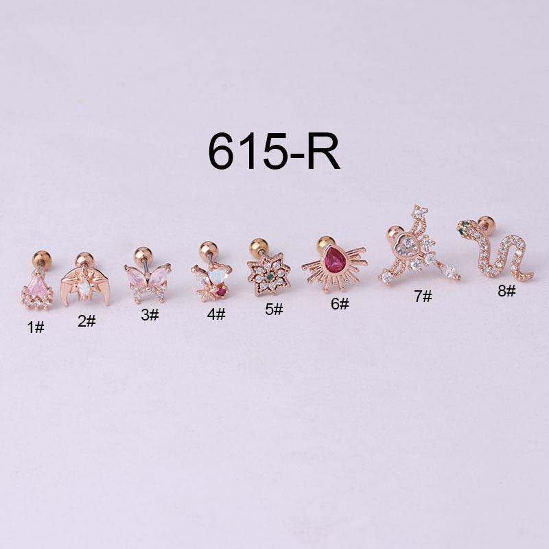 20G Stainless Steel Zircon Ear Studs: Colorful Korean & Japanese Fashion Piercing Jewelry