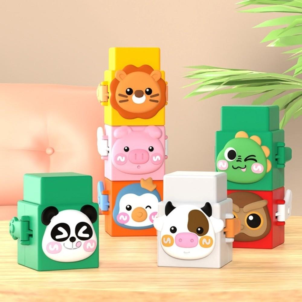 12pcs/set Interactive Learning Stacking Cubes Montessori Animal Blocks Educational Toys Baby Use