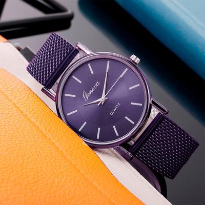 Orologio al quarzo da donna di fascia alta in vetro blu, impermeabile, distinto