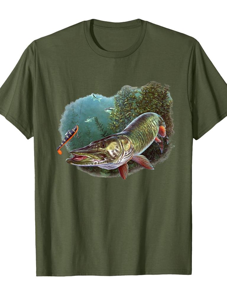 Musky FisherUnisex Fishing Muskie Lure TShirt 100 Cotton ONeck Short Sleeve Summer Casual Unisexs Tshirt Streetwear