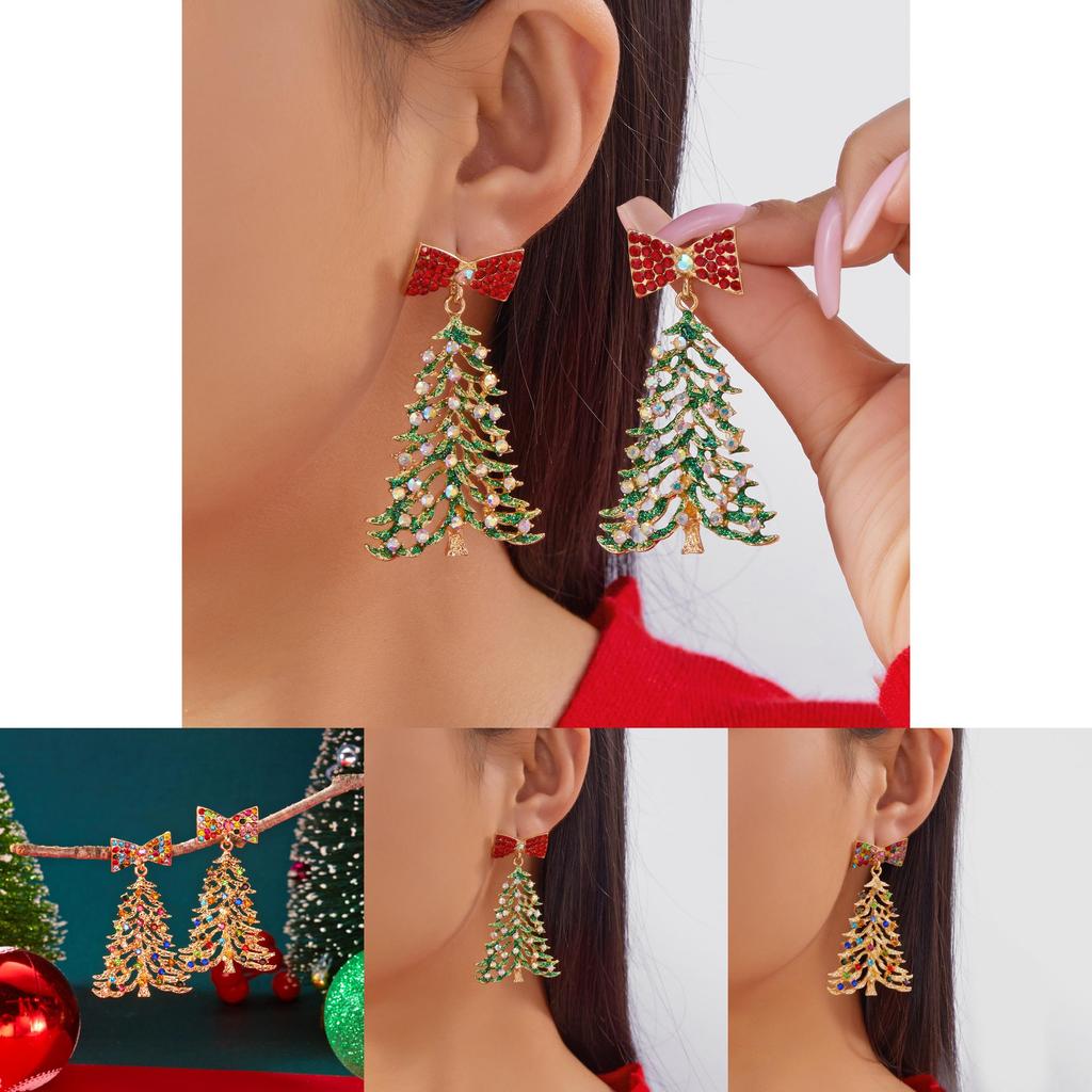 Christmas Tree Earrings For Women With Alloy Material Festive Design Perfect For Holiday Parties