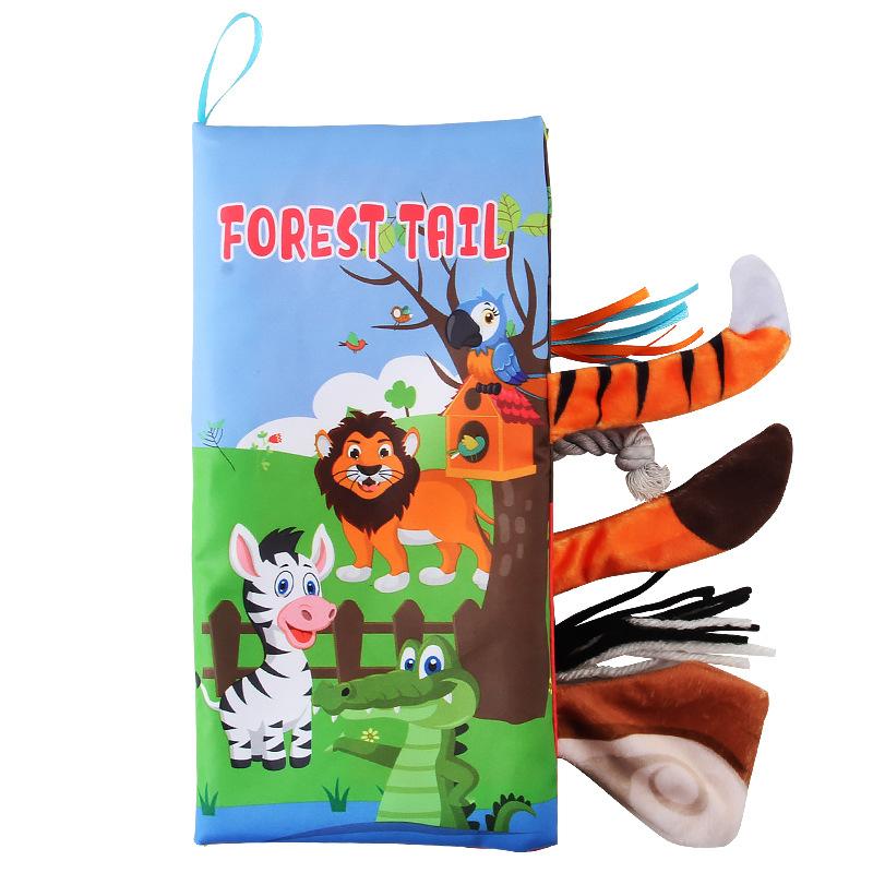 Baby Baby Animal Tail Cloth Book Ocean Forest, Can'T Tear Palm Book Early Education Educational Toys 4 Pages 8 Sides