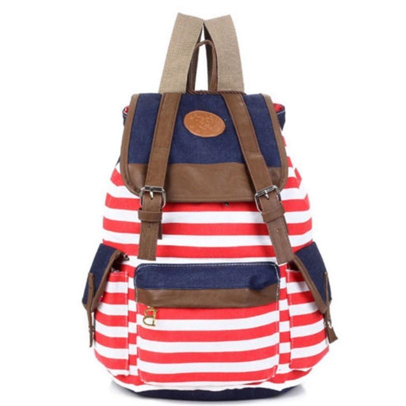 Stylish Unisex Womens Stripes Canvas Backpack With Comfortable Straps For All-day Use