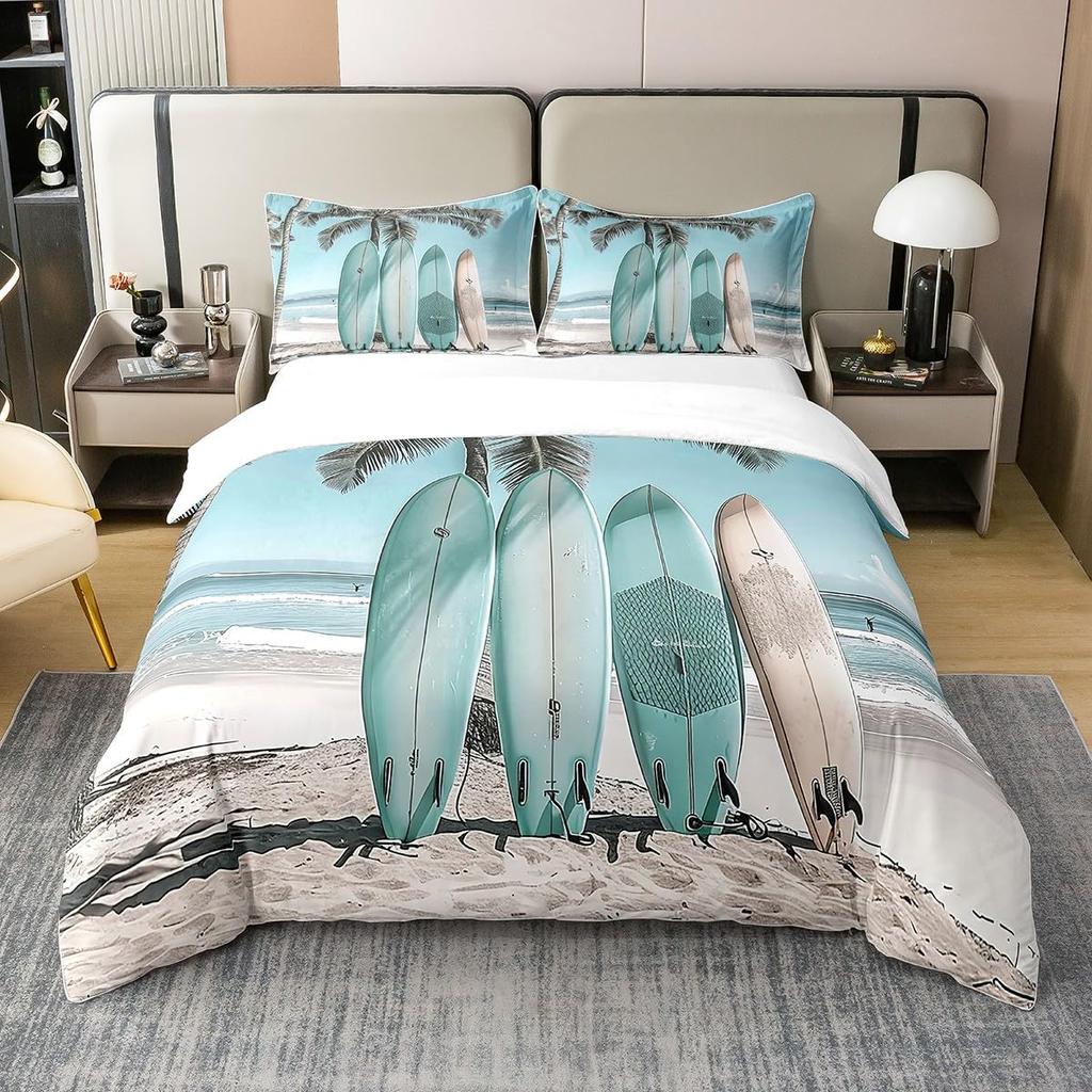 Surf Duvet Cover for Kids Teens Quilt Cover Queen King Size Lightweight Down Room Decor 2 Pillowcases 1 Duvet Cover No Comforter