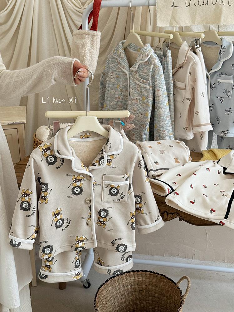 88233 Kids' Warm Fleece Pajama Set 2025 - Boys' Winter Homewear