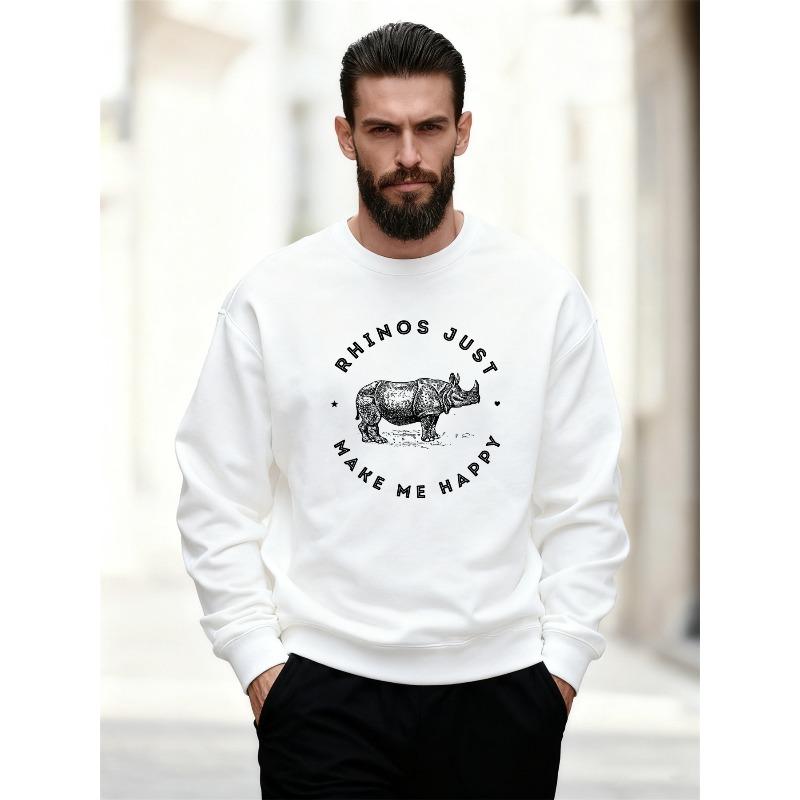 Men'S RHINOS JUST MAKE ME HAPPY Graphic Casual Round-Neck Sweatshirt