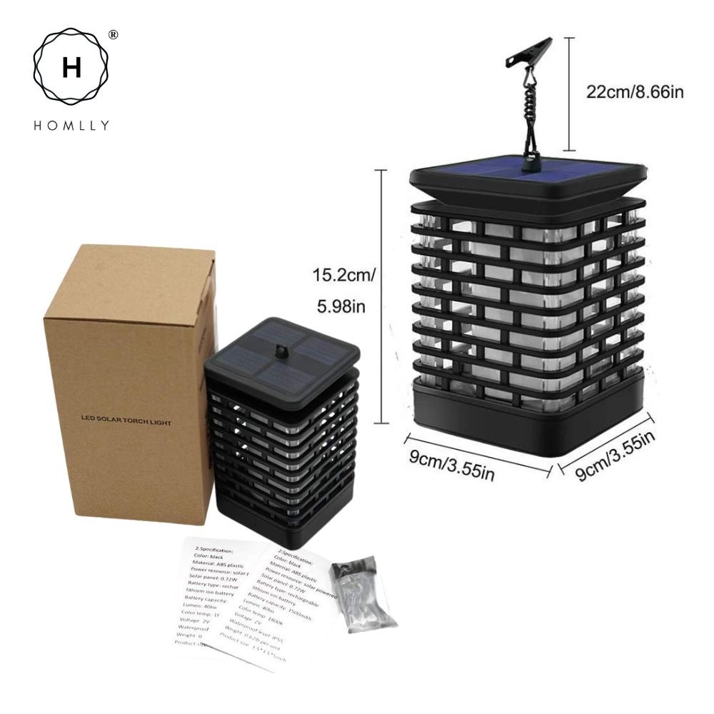 HOMLLY Outdoor Solar Lantern Lamp (Real Flame Mode)