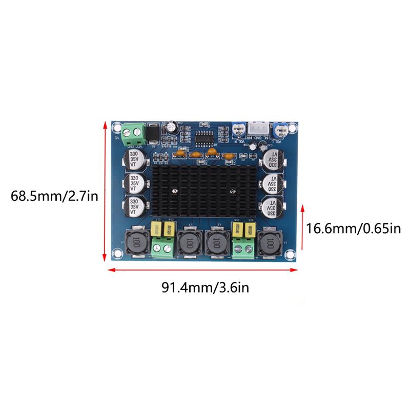 Chip Tpa3116 D2 Xh-M543 12V 24V 120W*2 Dual Channel Digital Power Audio Amplifier Board 120W X2 Tpa3116D2