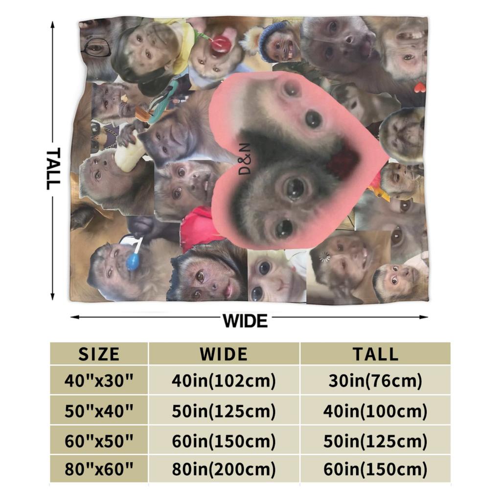 Monkey Face Funny Meme Blanket Cozy Soft  Throw Blankets for Bed 50x60 Inch Multiple Sizes Bedding Throws