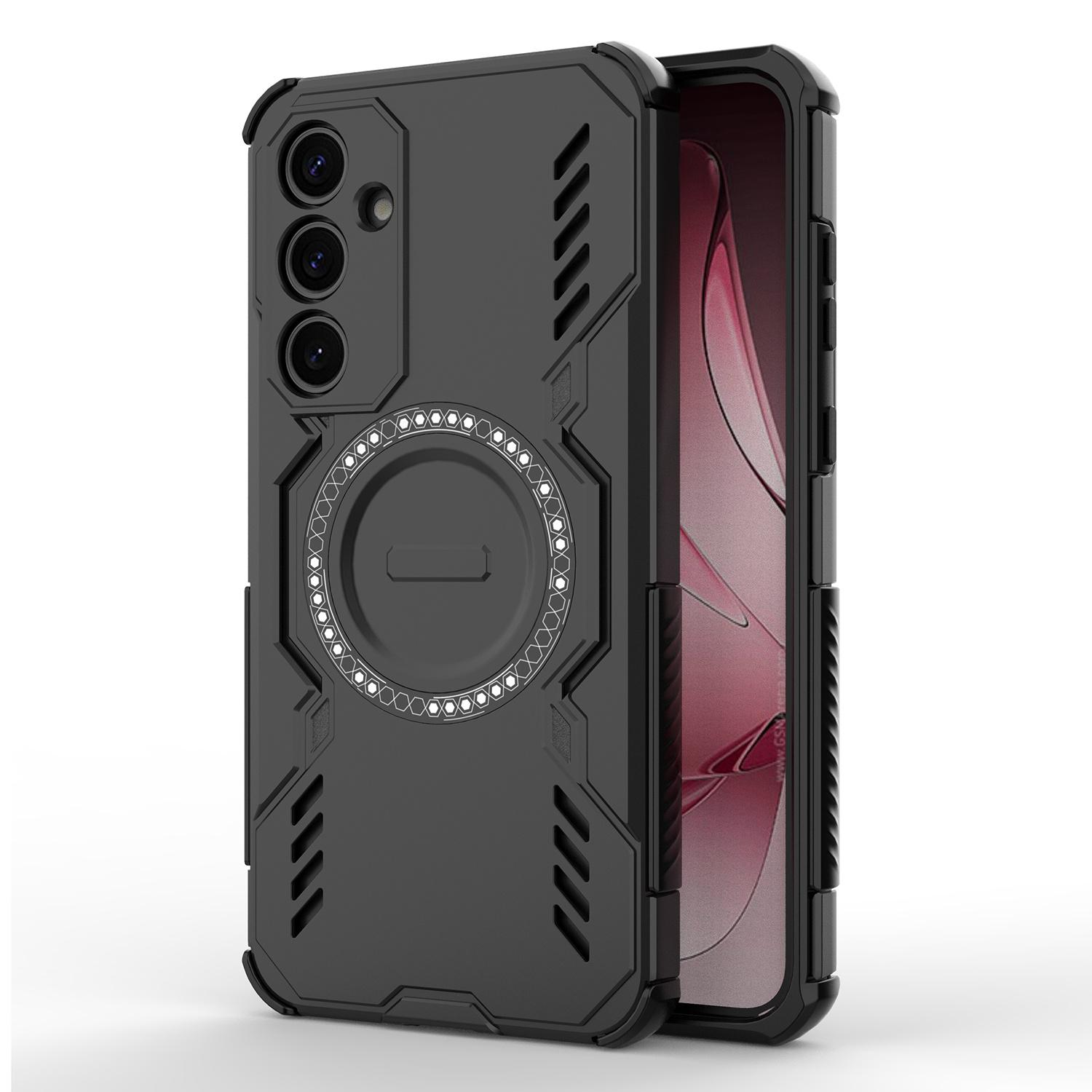 

For Samsung Galaxy A35 5G Magnetic Case Butterfly Armor Hollow Heat Dissipation PC+TPU Phone Cover Black