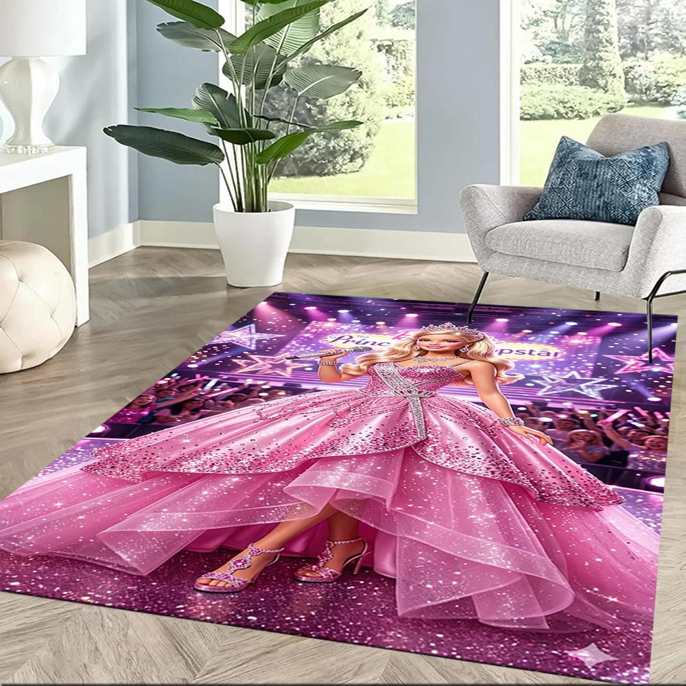 Barbie Glittery Pink World Square rugs are a great choice for living rooms, bedrooms, home décor, and as gifts.